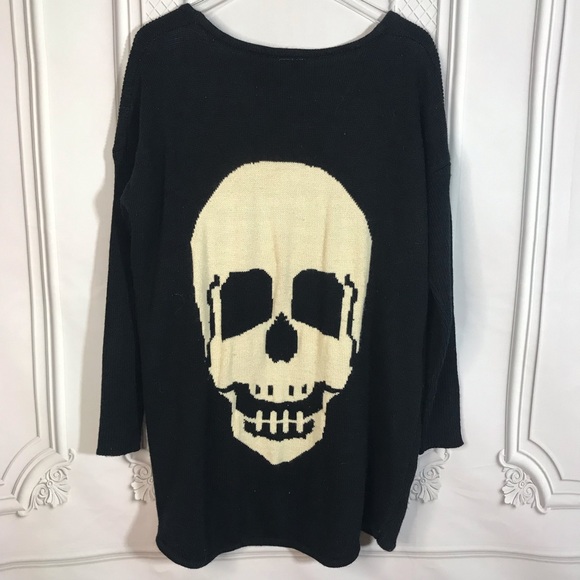 Cool Y2K Mall Goth Punk Long Skull Cardigan M/L - Picture 2 of 5
